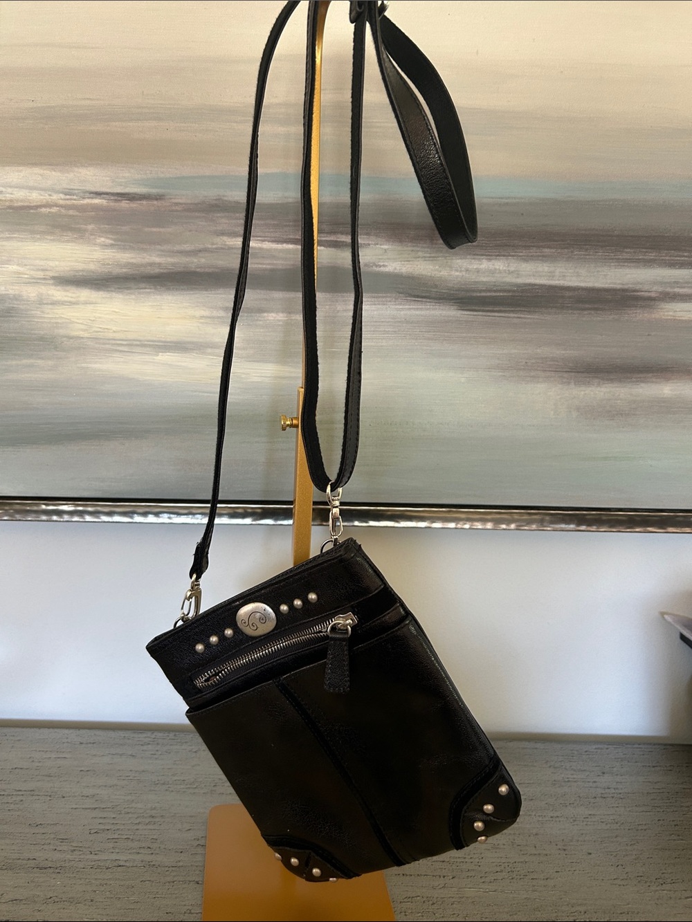 Brighton pretty tough Jaguar Leather Studded Crossbody. great condition